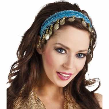 Carnaval esmeralda buikdanseres hoofdband turquoise blauw voor dames