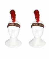 Set van 2x stuks indianen hoofdbanden met veer volwassenen